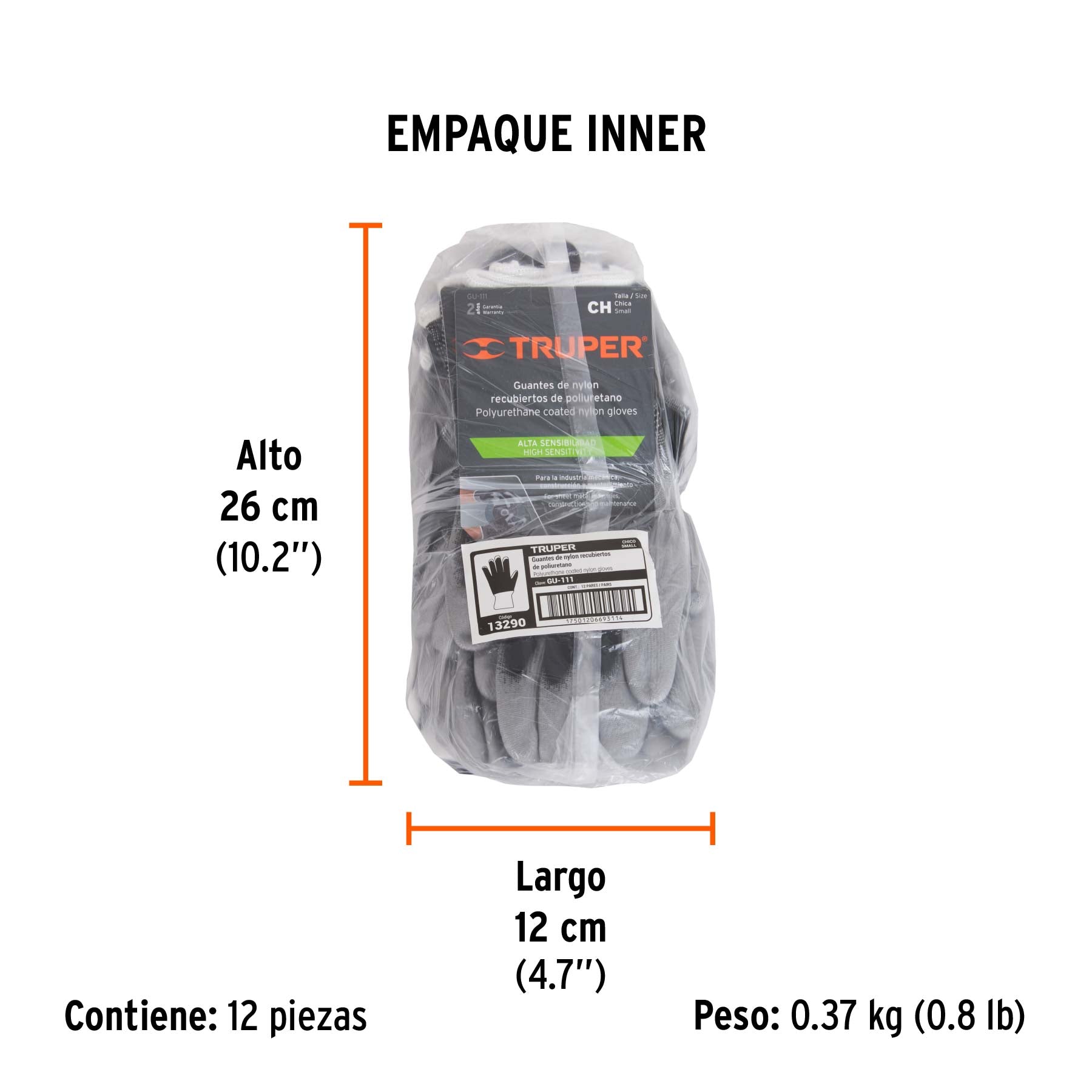 Guantes de nylon recubiertos con poliuretano, chicos