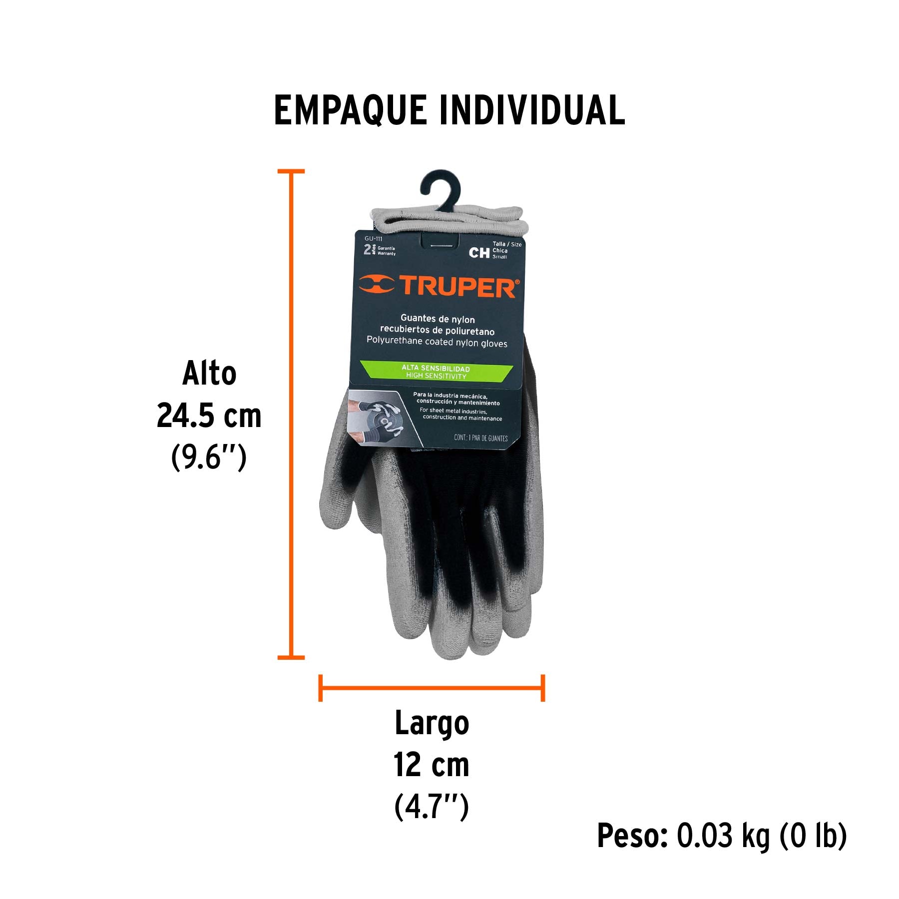 Guantes de nylon recubiertos con poliuretano, chicos