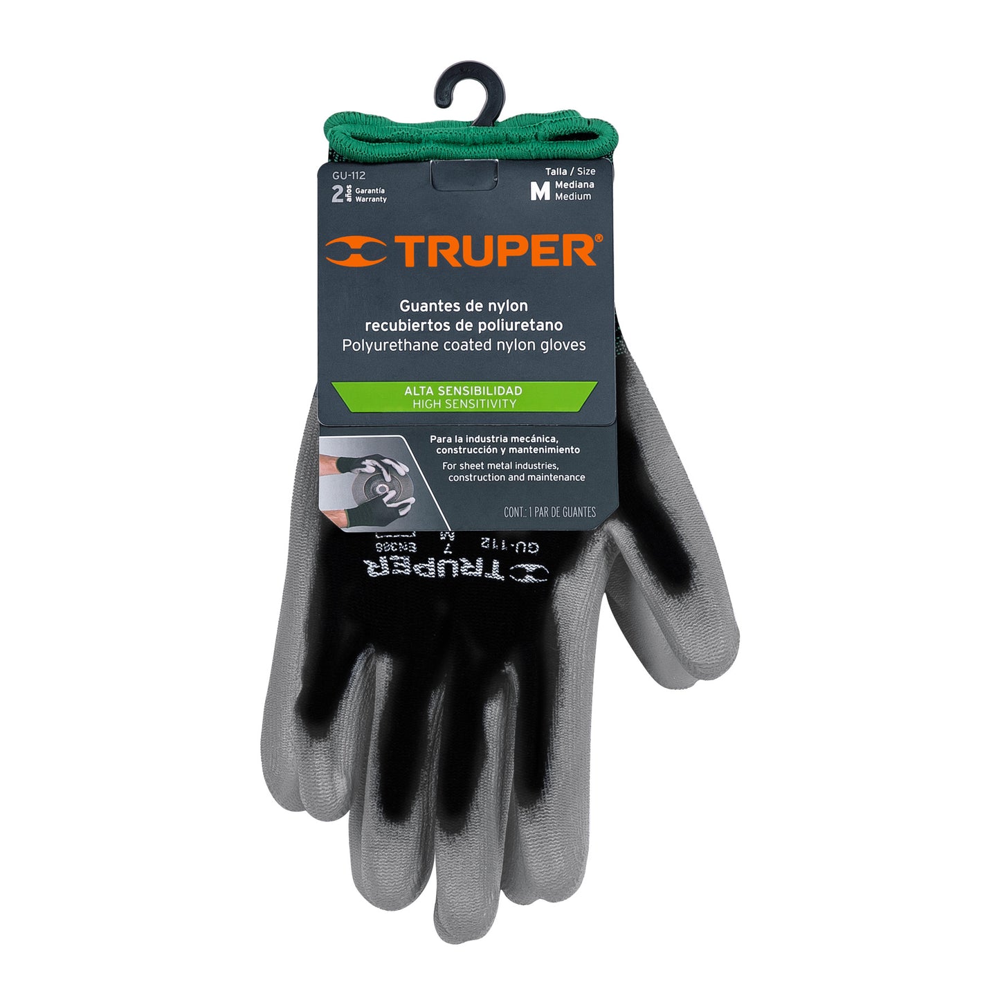 Guantes de nylon recubiertos con poliuretano, medianos