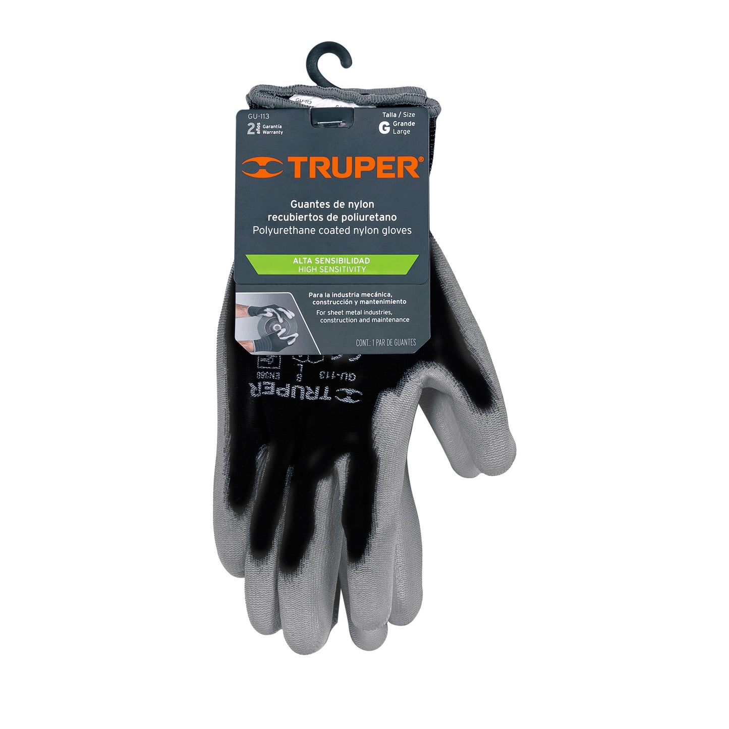 Guantes de nylon recubiertos con poliuretano, grandes