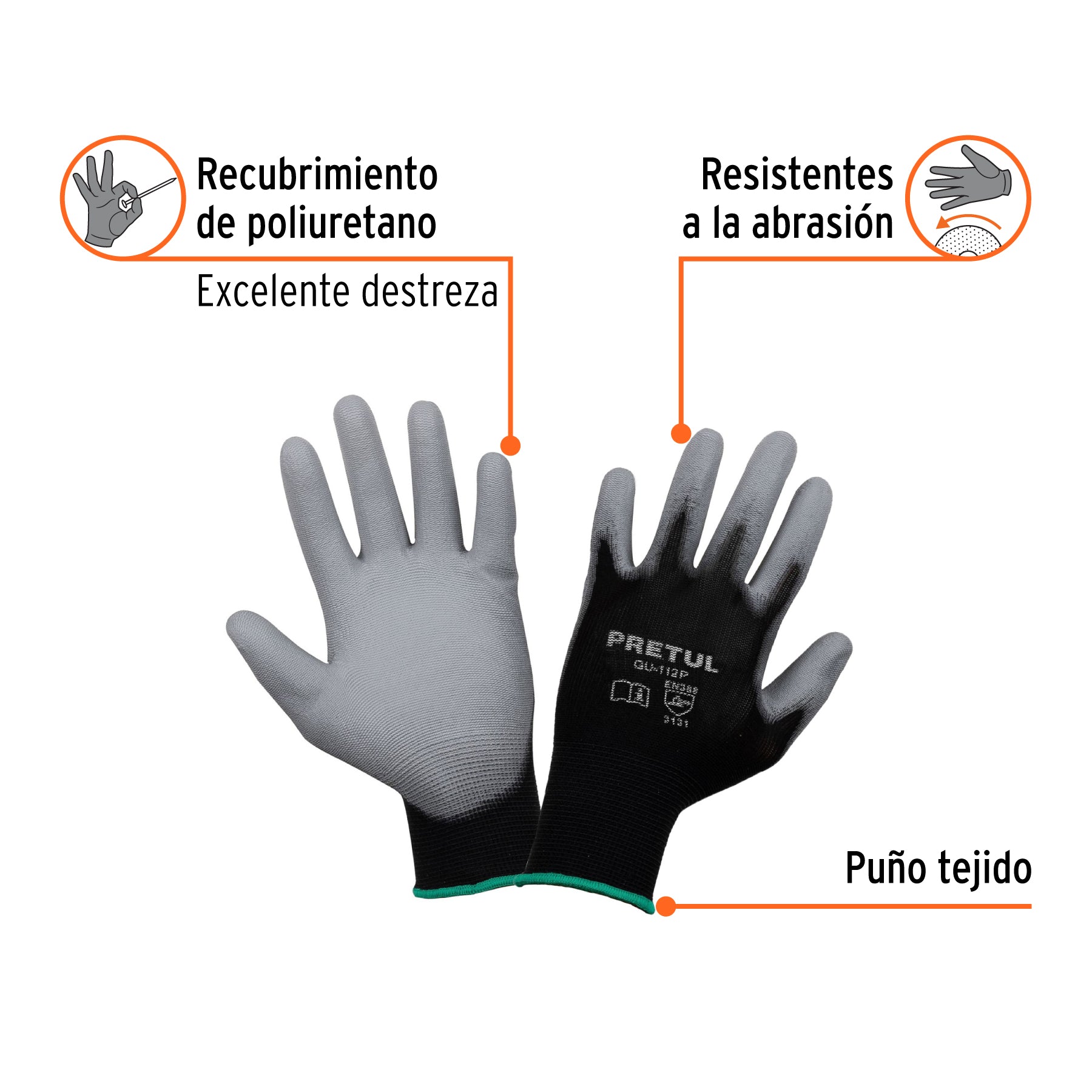 Guantes de nylon recubiertos de poliuretano, XG, Truper
