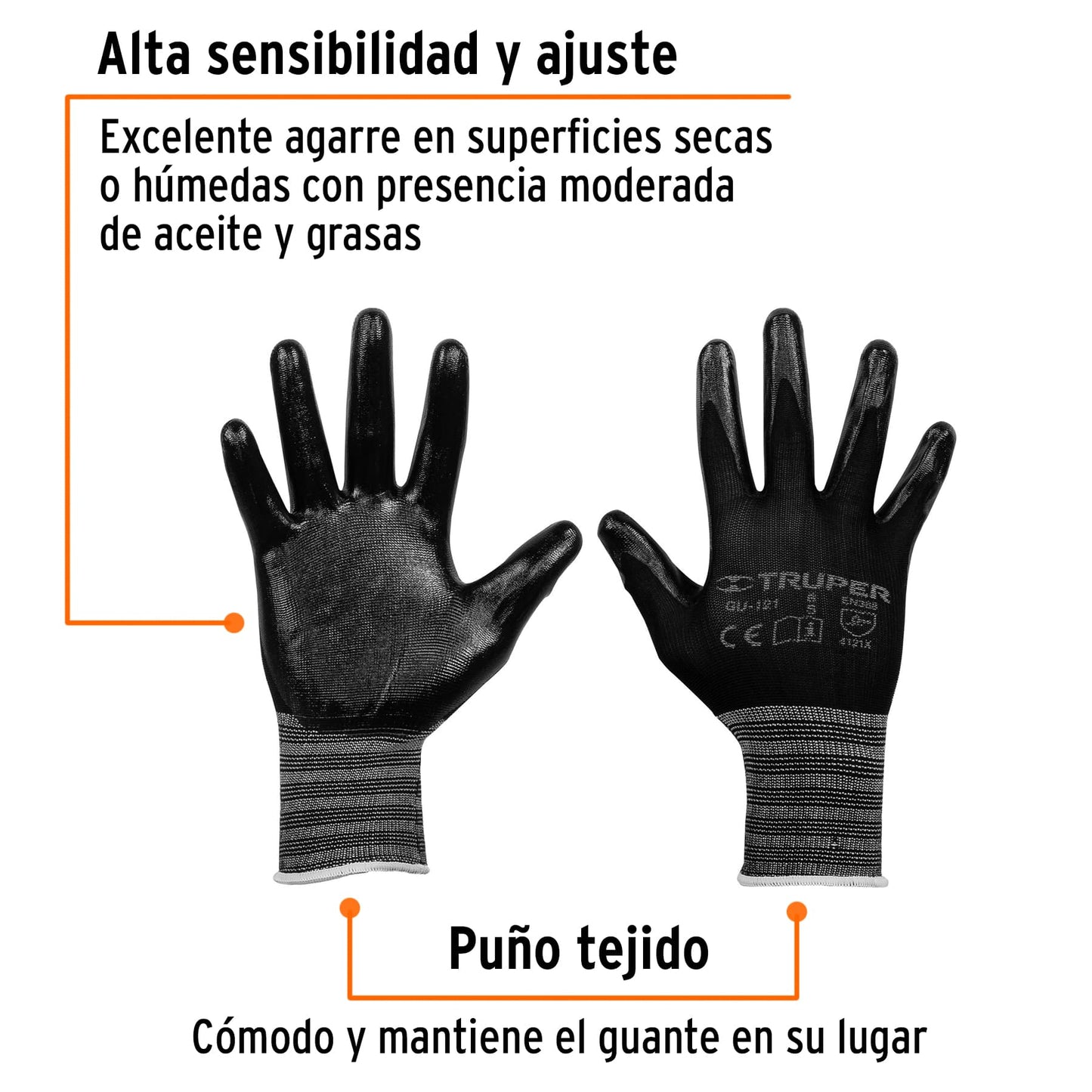 Guantes de nylon recubierto con nitrilo, chicos