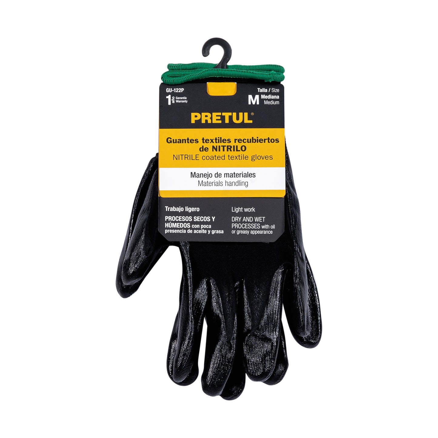 Guantes de nylon recubiertos de nitrilo, medianos,Pretul