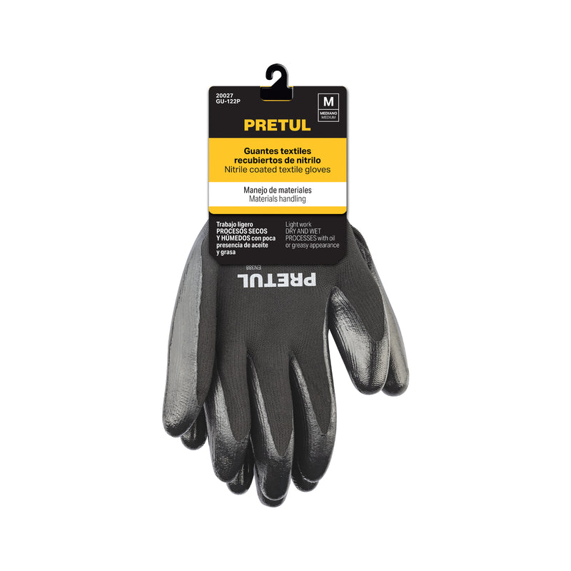 Guantes de nylon recubiertos de nitrilo, medianos,Pretul