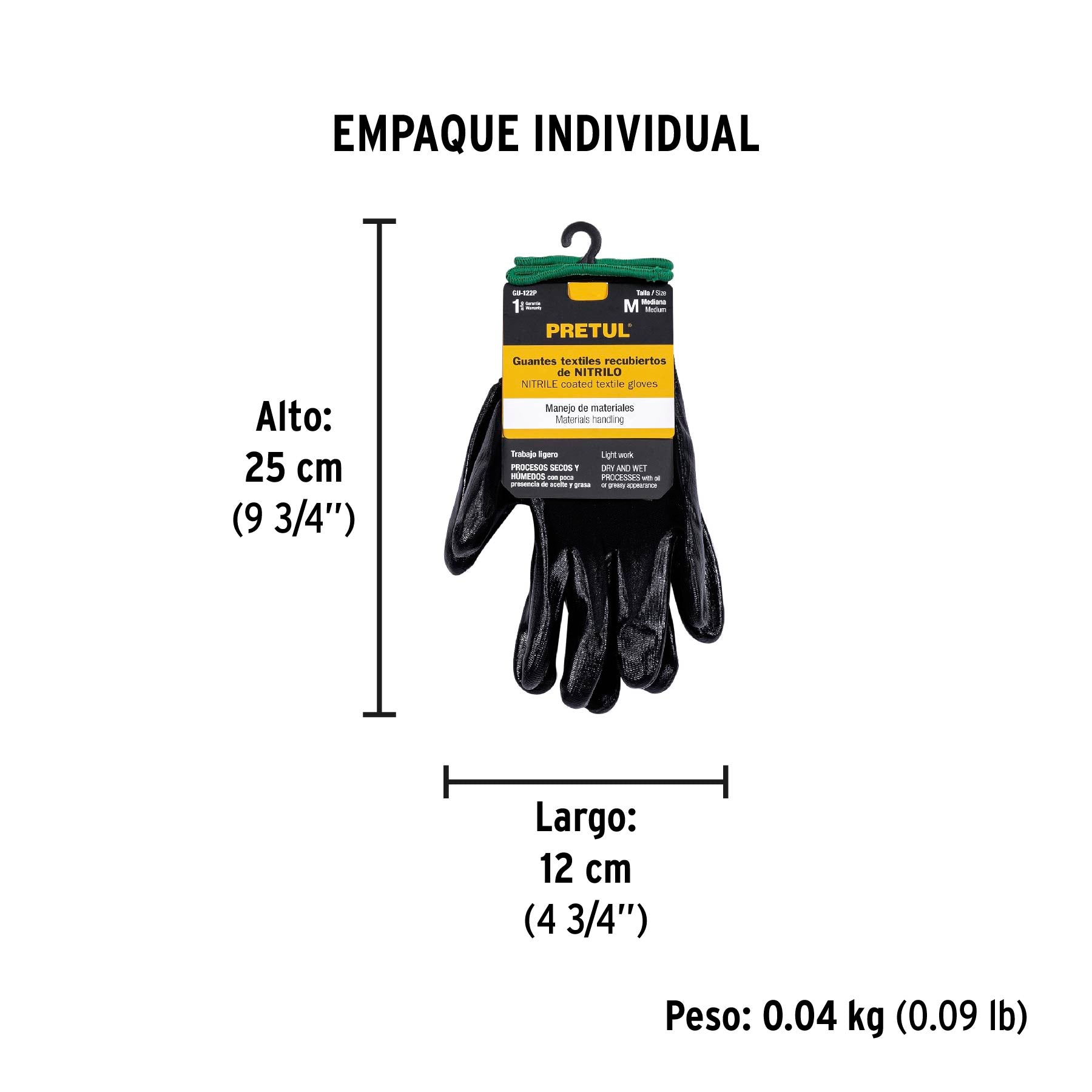Guantes de nylon recubiertos de nitrilo, medianos,Pretul