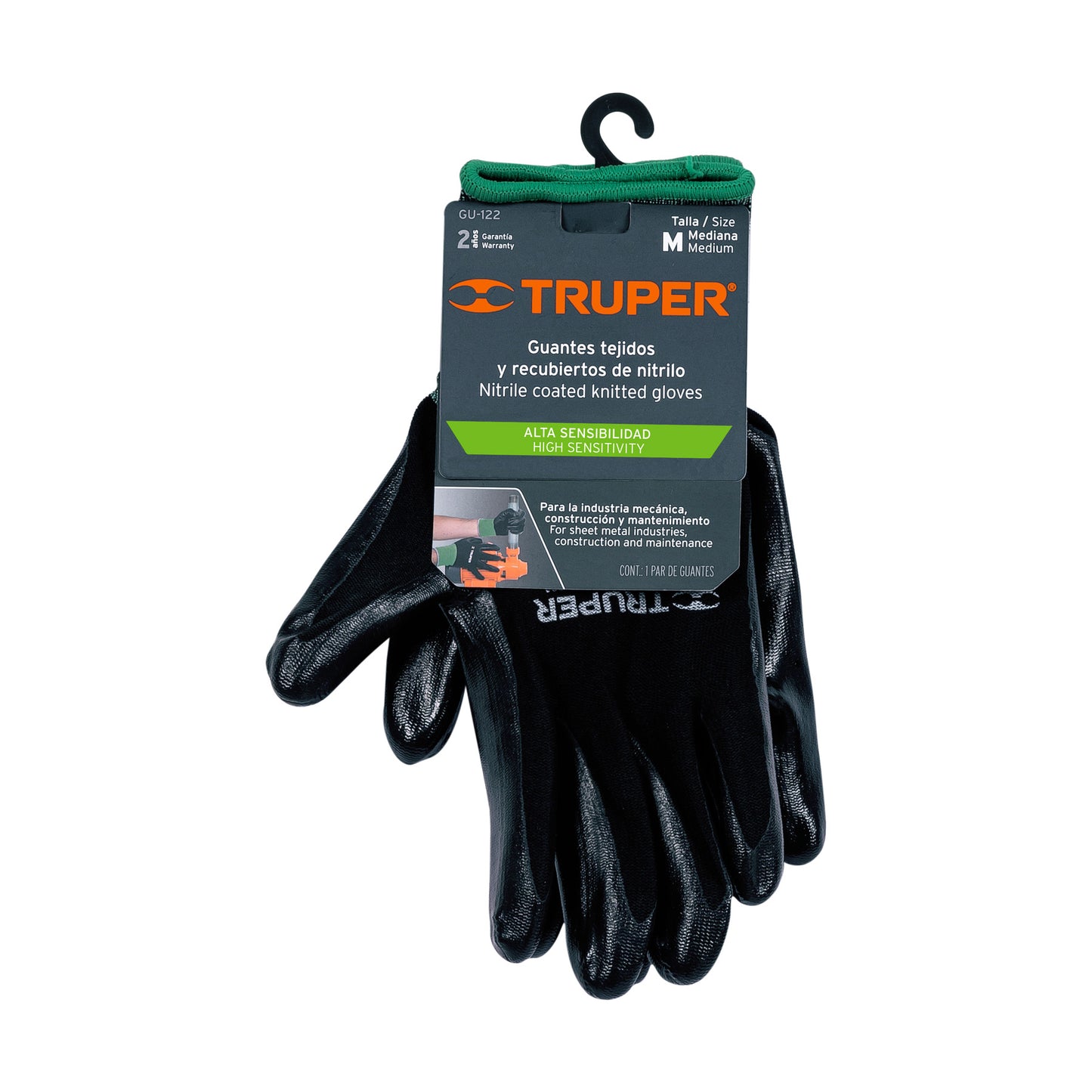 Guantes de nylon recubierto con nitrilo, medianos