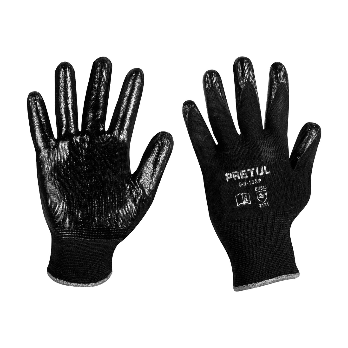 Guantes de nylon recubiertos de nitrilo, grandes, Pretul