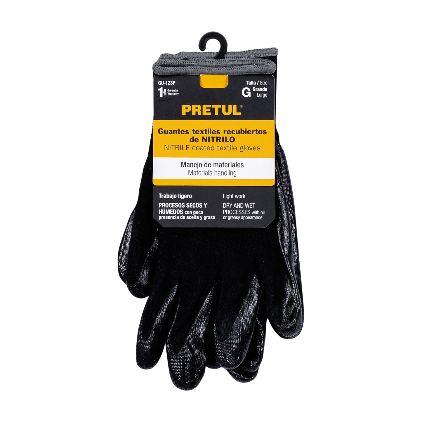 Guantes de nylon recubiertos de nitrilo, grandes, Pretul