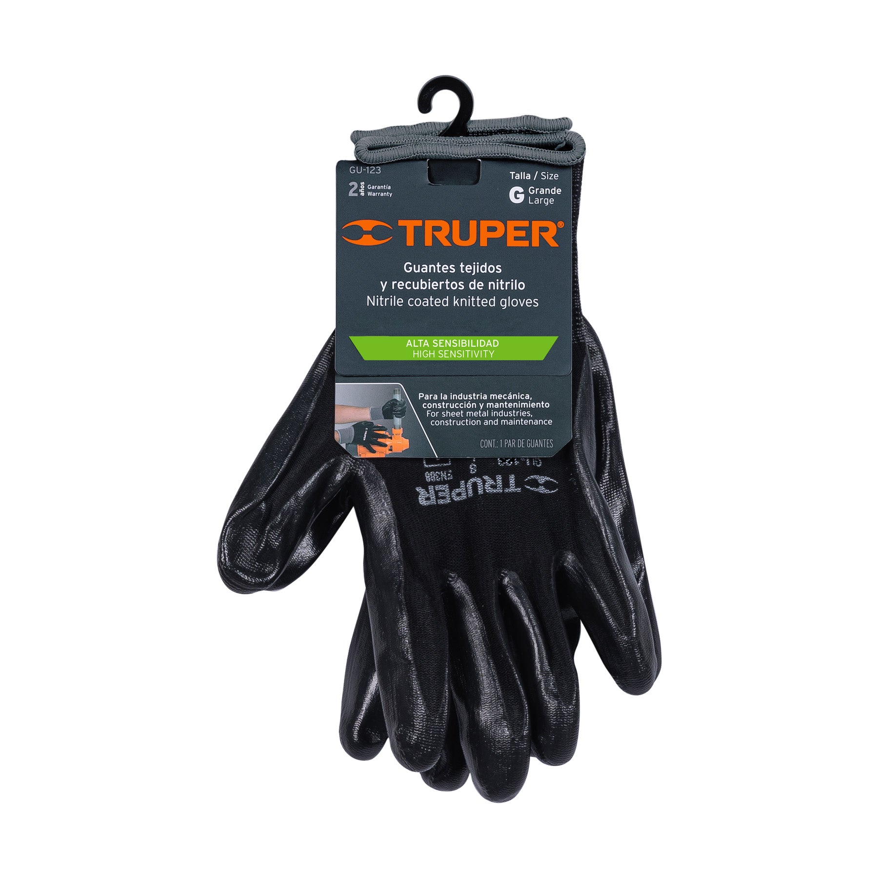 Guantes de nylon recubierto con nitrilo, grandes