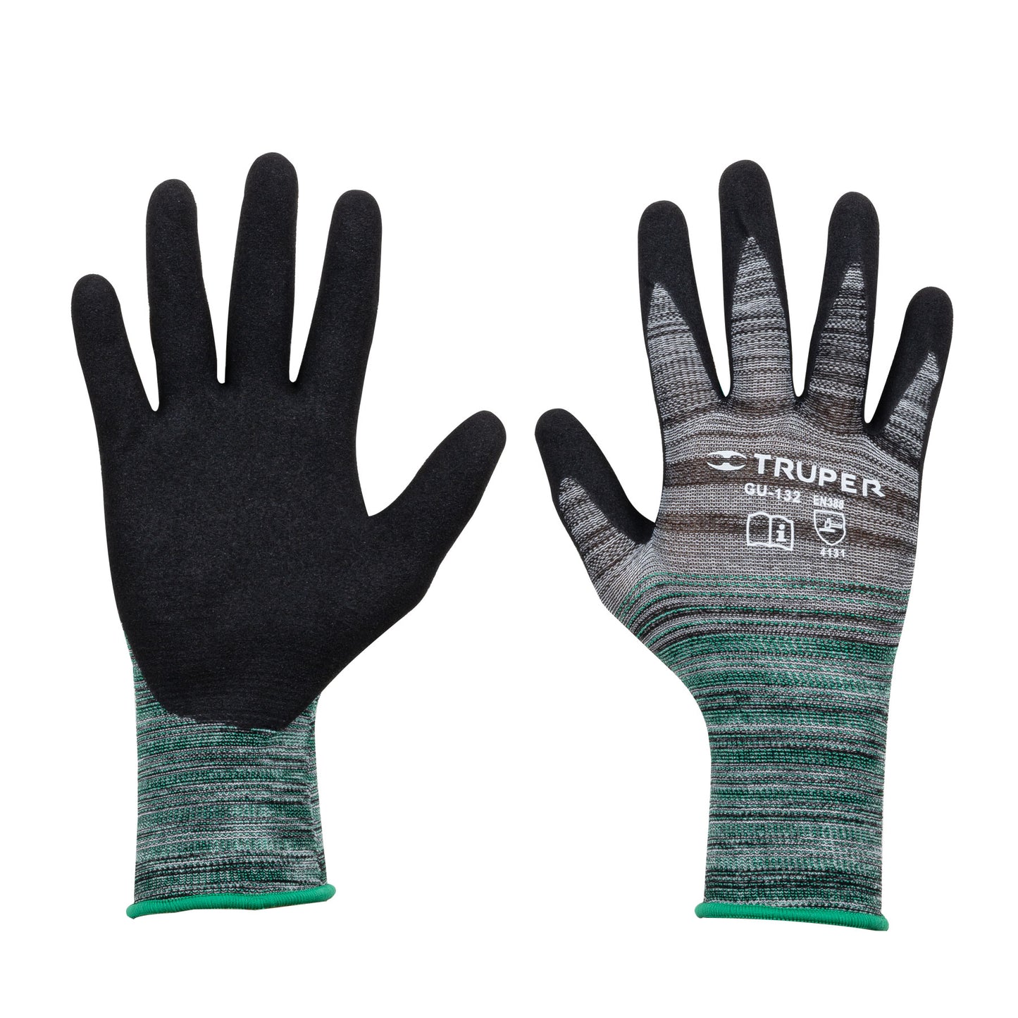 Guantes de nylon recubiertos de nitrilo arenoso, medianos