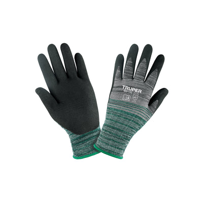 Guantes de nylon recubiertos de nitrilo arenoso, medianos