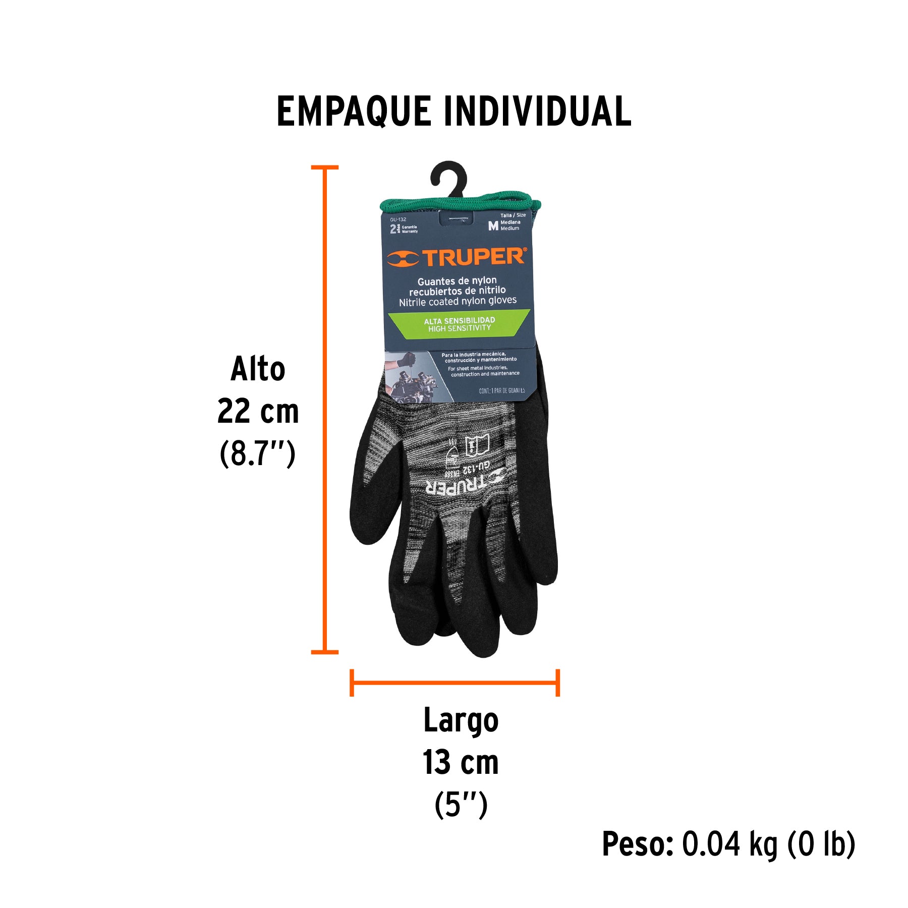 Guantes de nylon recubiertos de nitrilo arenoso, medianos