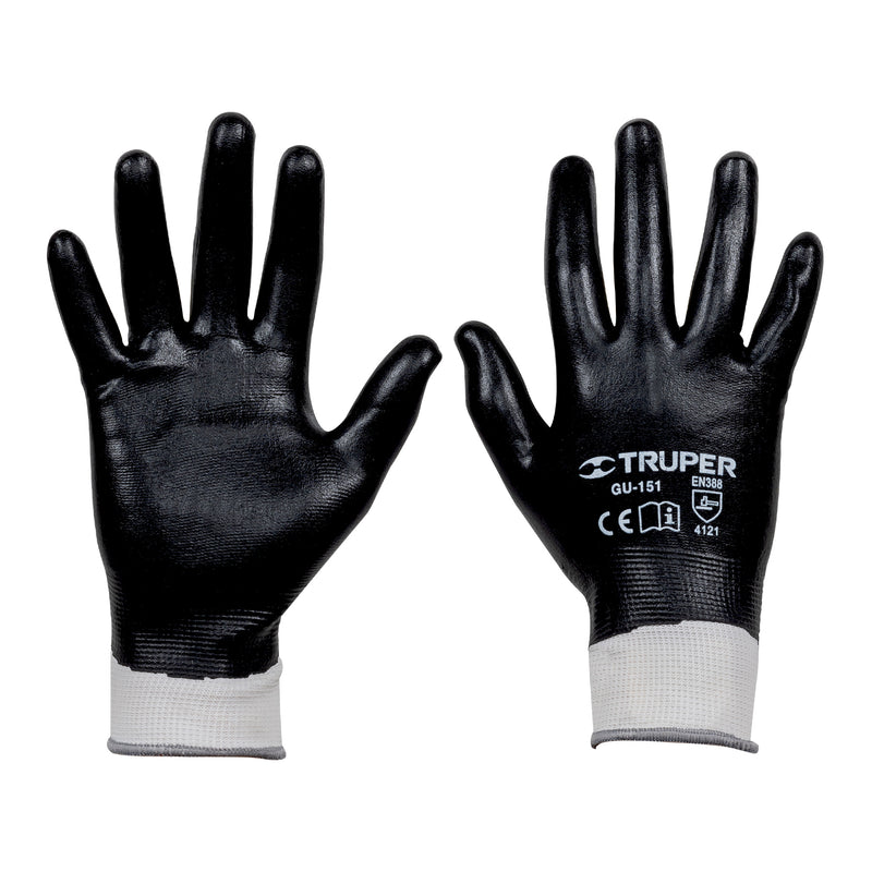 Guantes de poliéster con recubrimiento de nitrilo, chicos