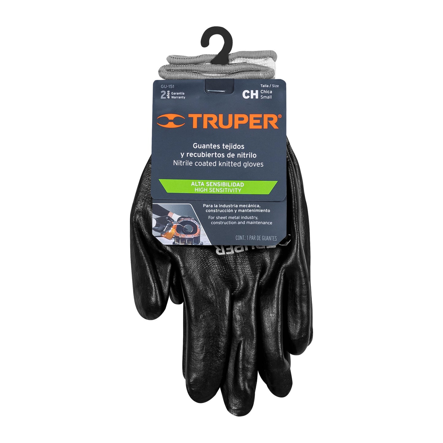 Guantes de poliéster con recubrimiento de nitrilo, chicos