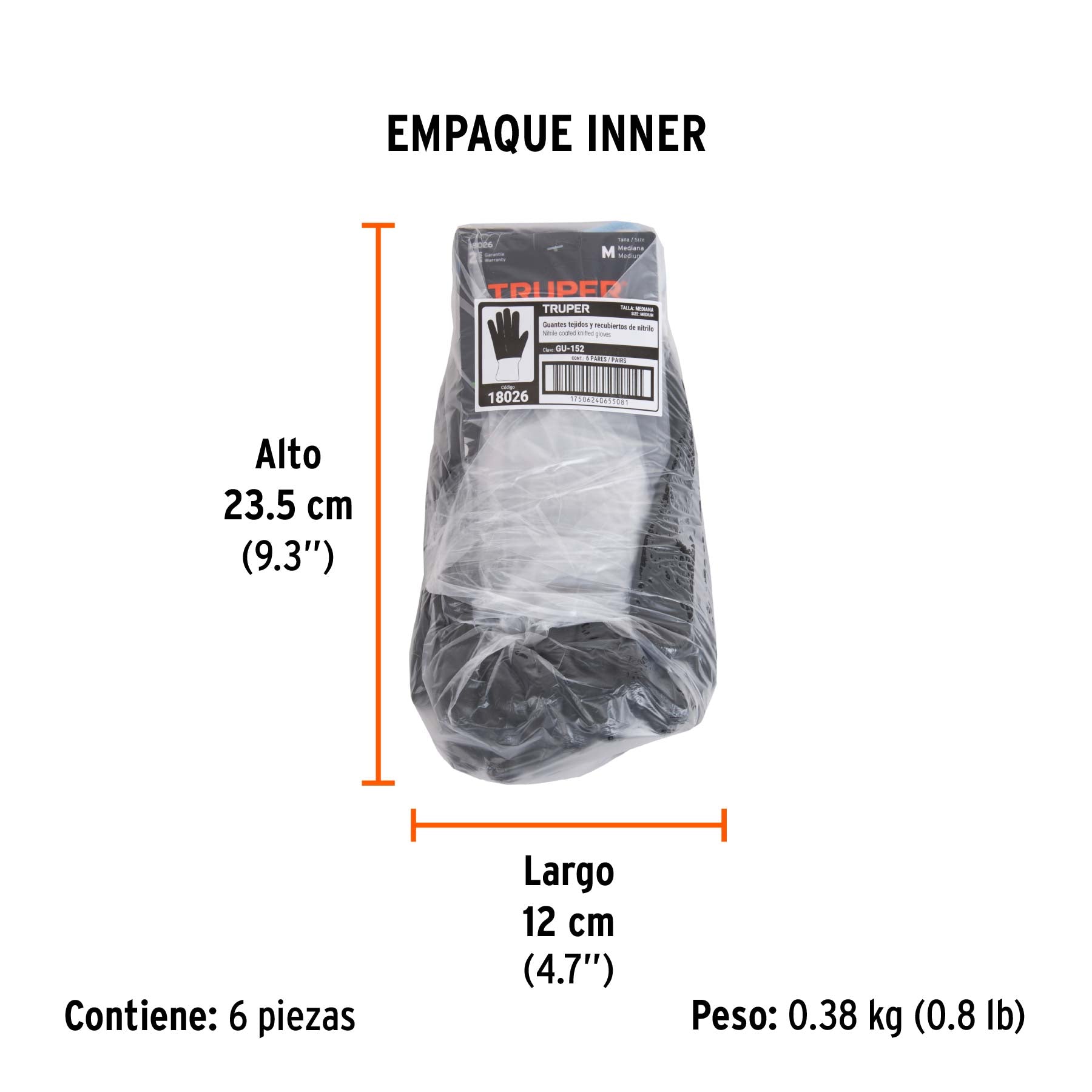 Guantes de poliéster con recubrimiento de nitrilo, medianos