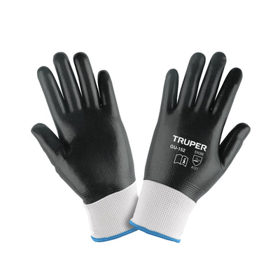 Guantes de poliéster con recubrimiento de nitrilo, medianos