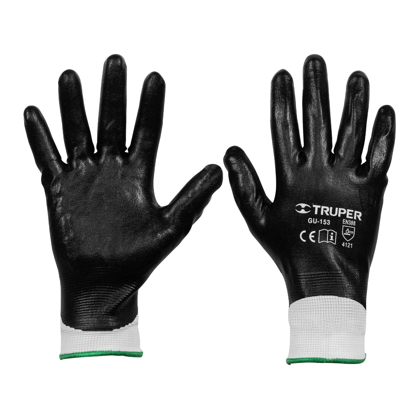 Guantes de poliéster con recubrimiento de nitrilo, grandes