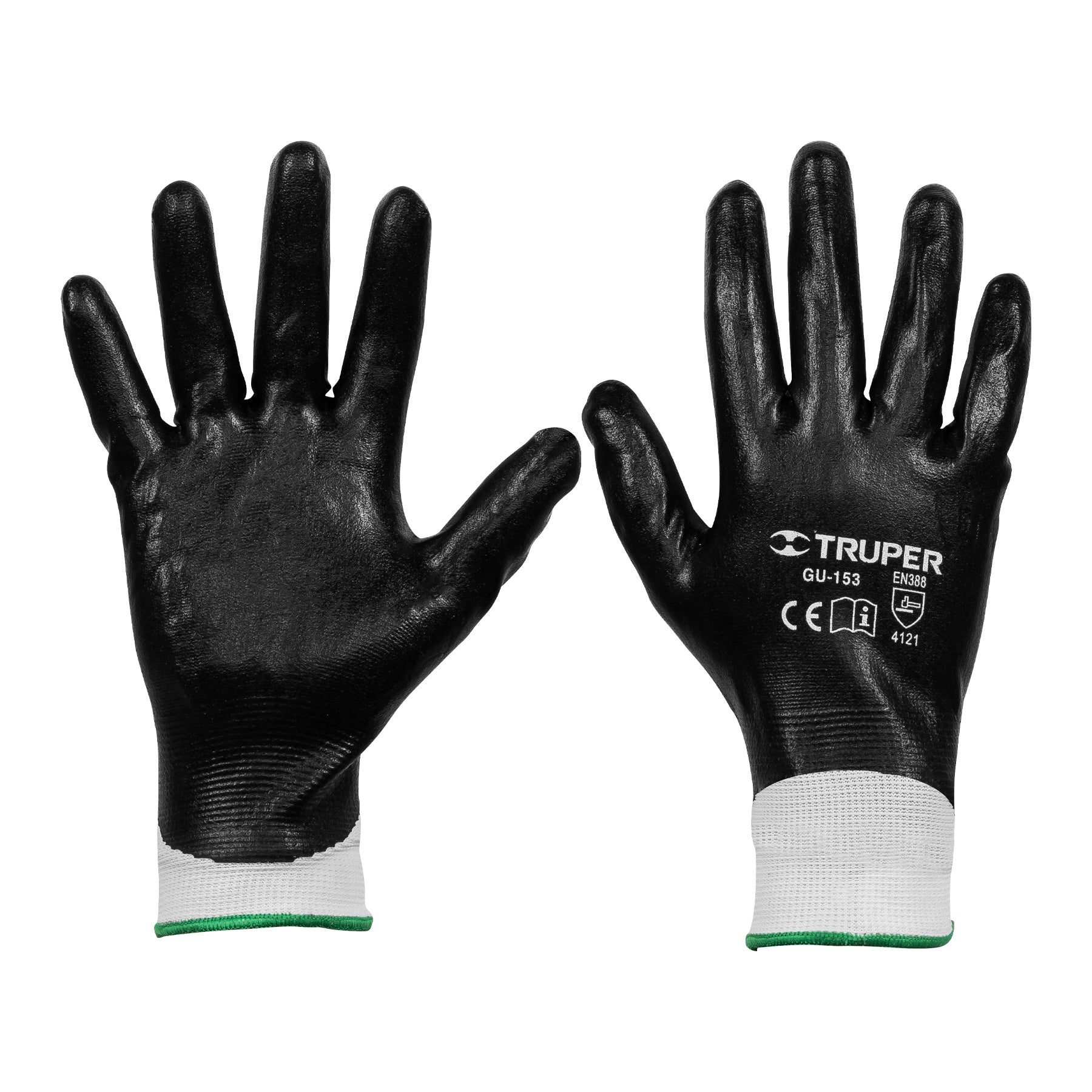 Guantes de poliéster con recubrimiento de nitrilo, grandes