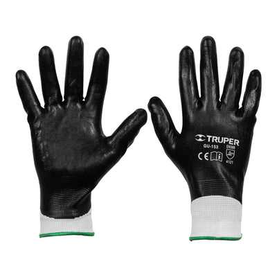 Guantes de poliéster con recubrimiento de nitrilo, grandes
