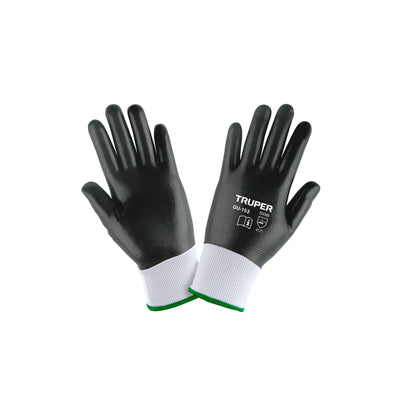 Guantes de poliéster con recubrimiento de nitrilo, grandes