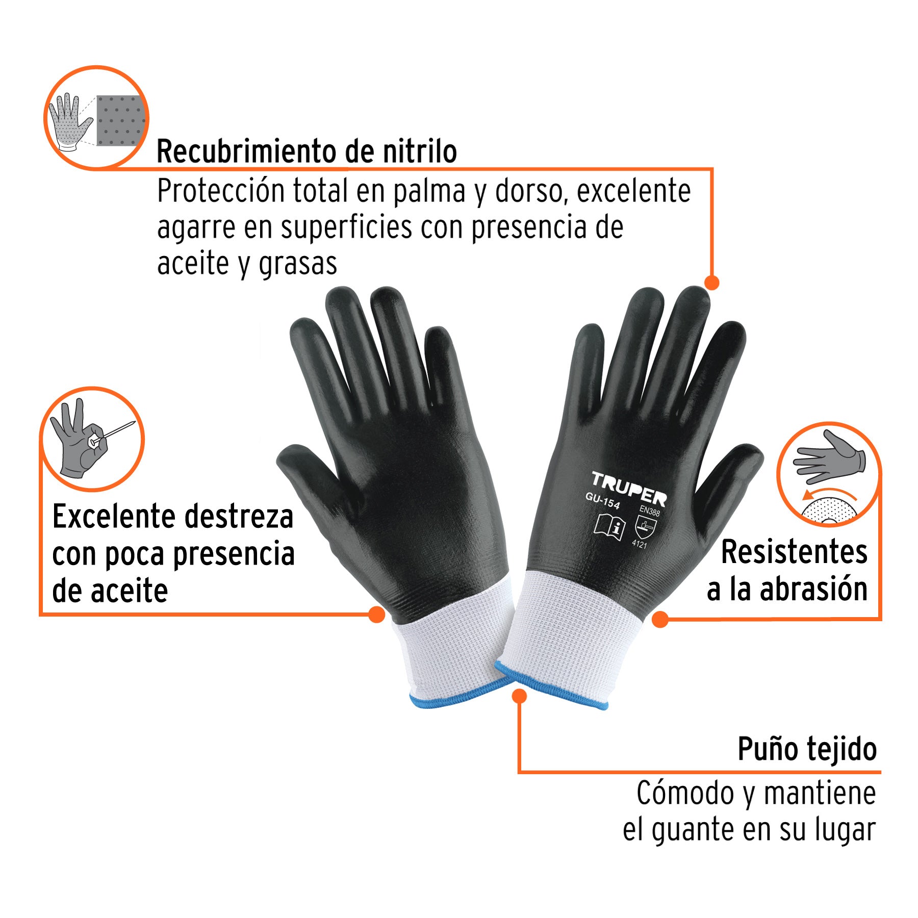 Guantes de poliéster con recubrimiento de nitrilo, XG Truper