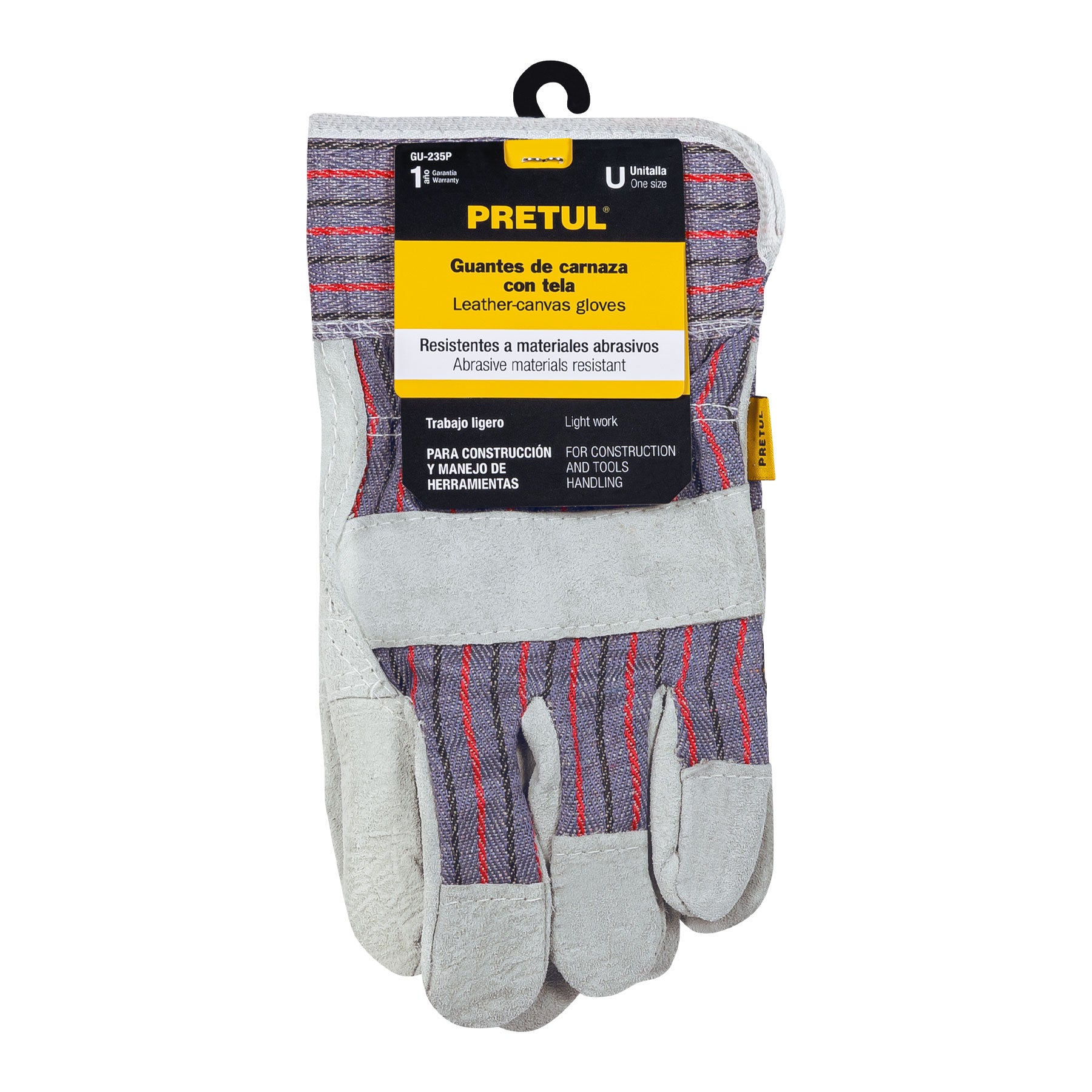 Guantes de carnaza y loneta talla grande Pretul