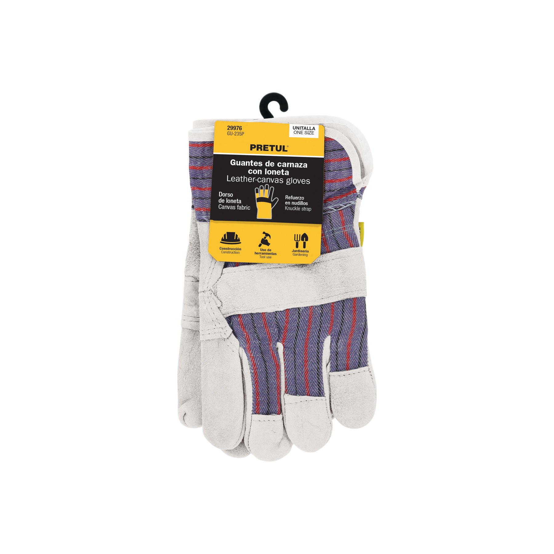 Guantes de carnaza y loneta talla grande Pretul