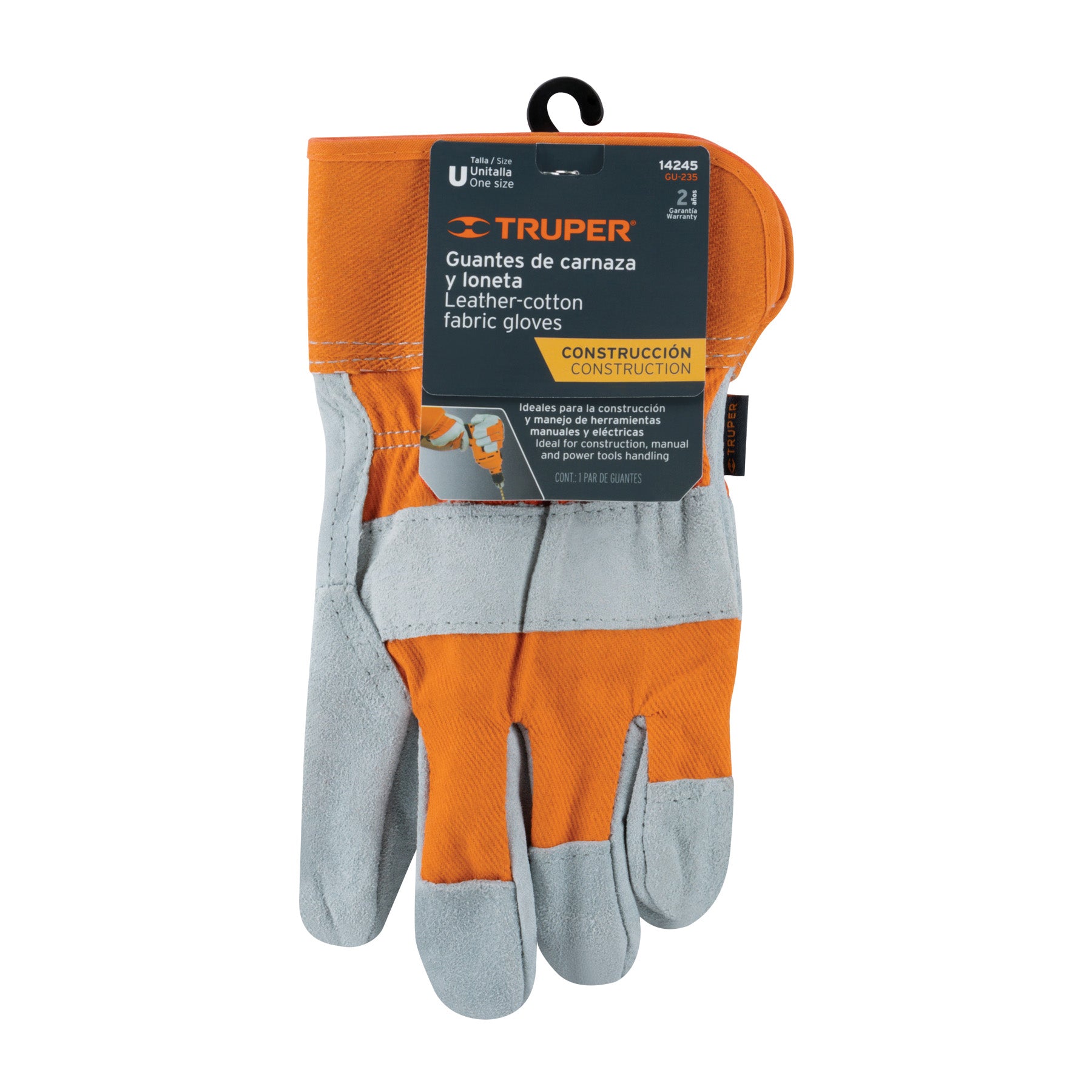 Guantes de carnaza y loneta, grande