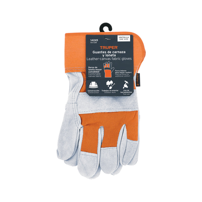 Guantes de carnaza y loneta, grande