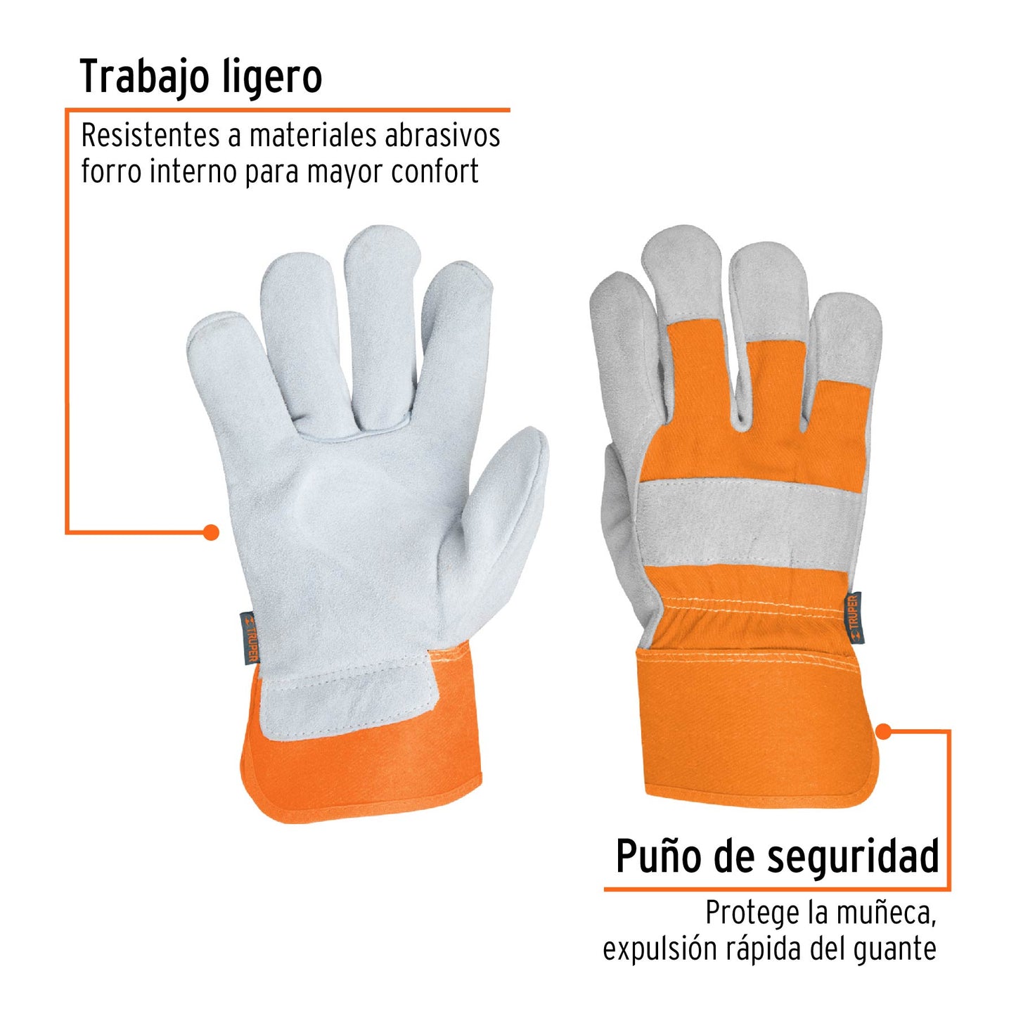 Guantes de carnaza y loneta, grande