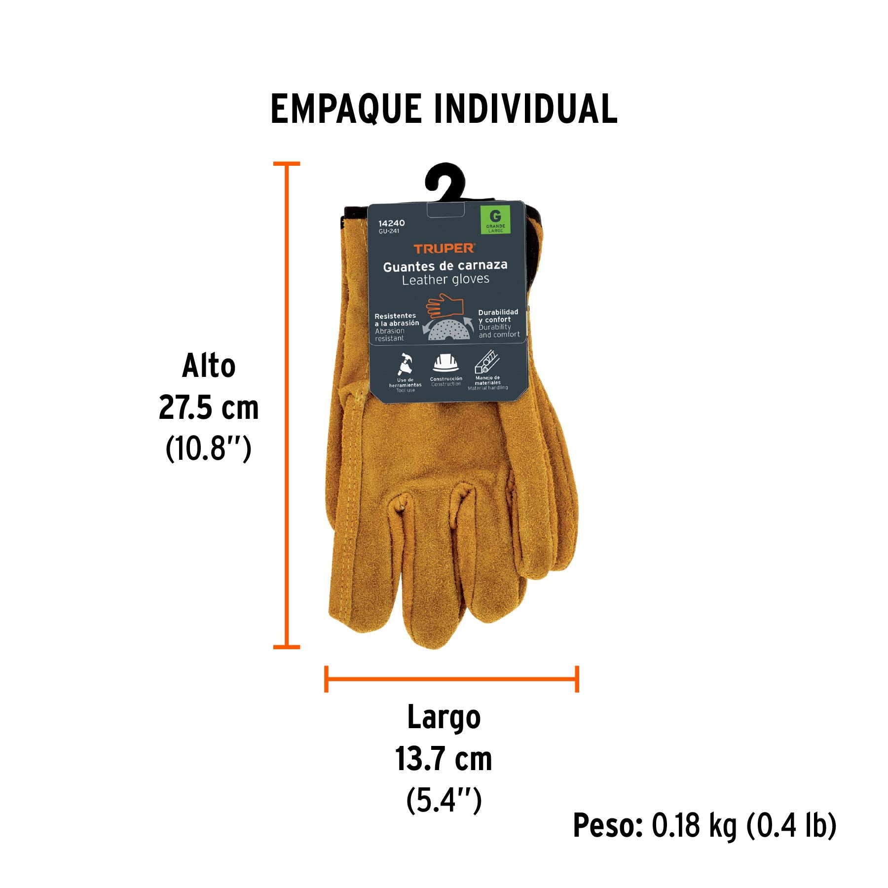 Guantes carnaza, usos generales, grandes