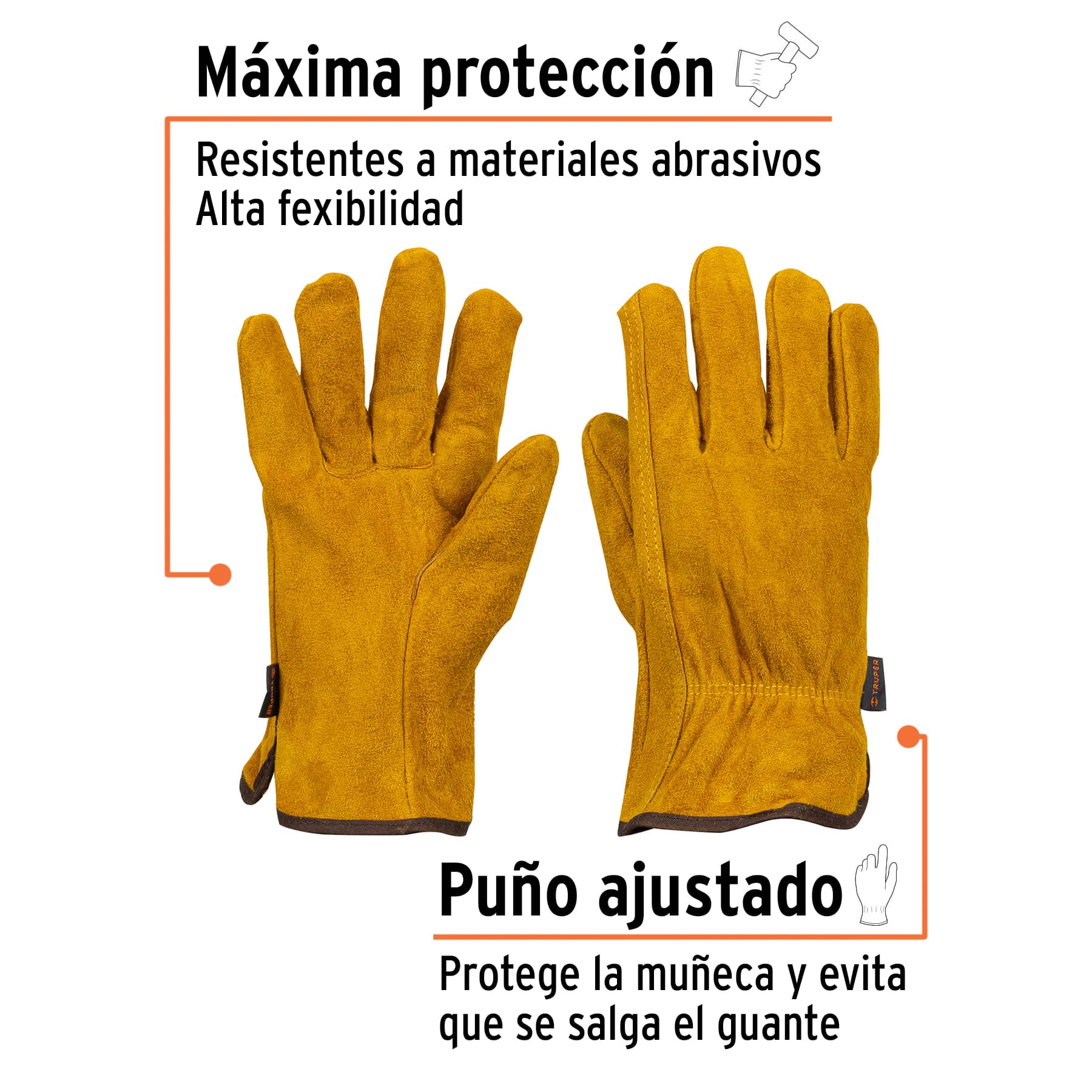 Guantes carnaza, usos generales, grandes