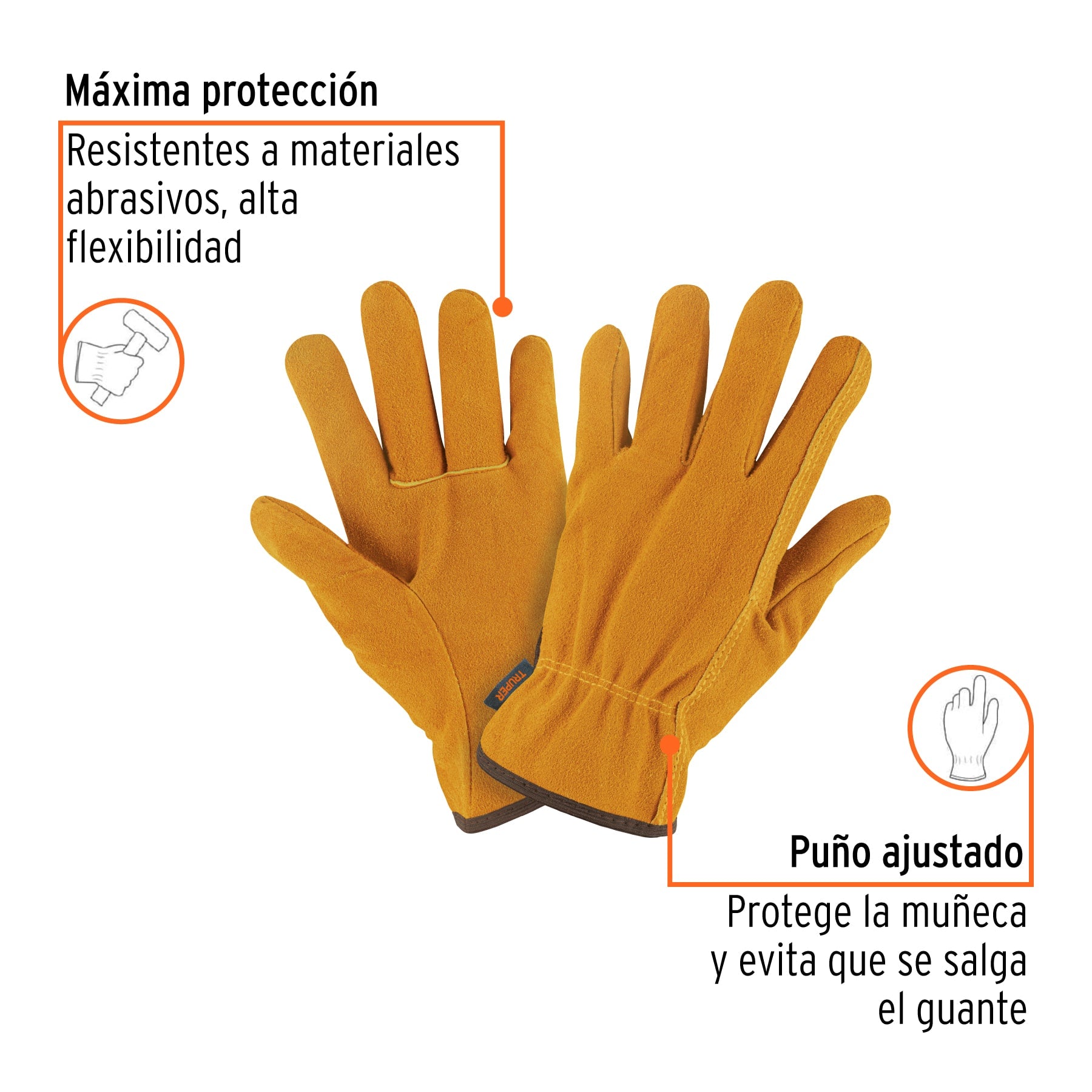 Guantes de carnaza, usos generales, M, Truper