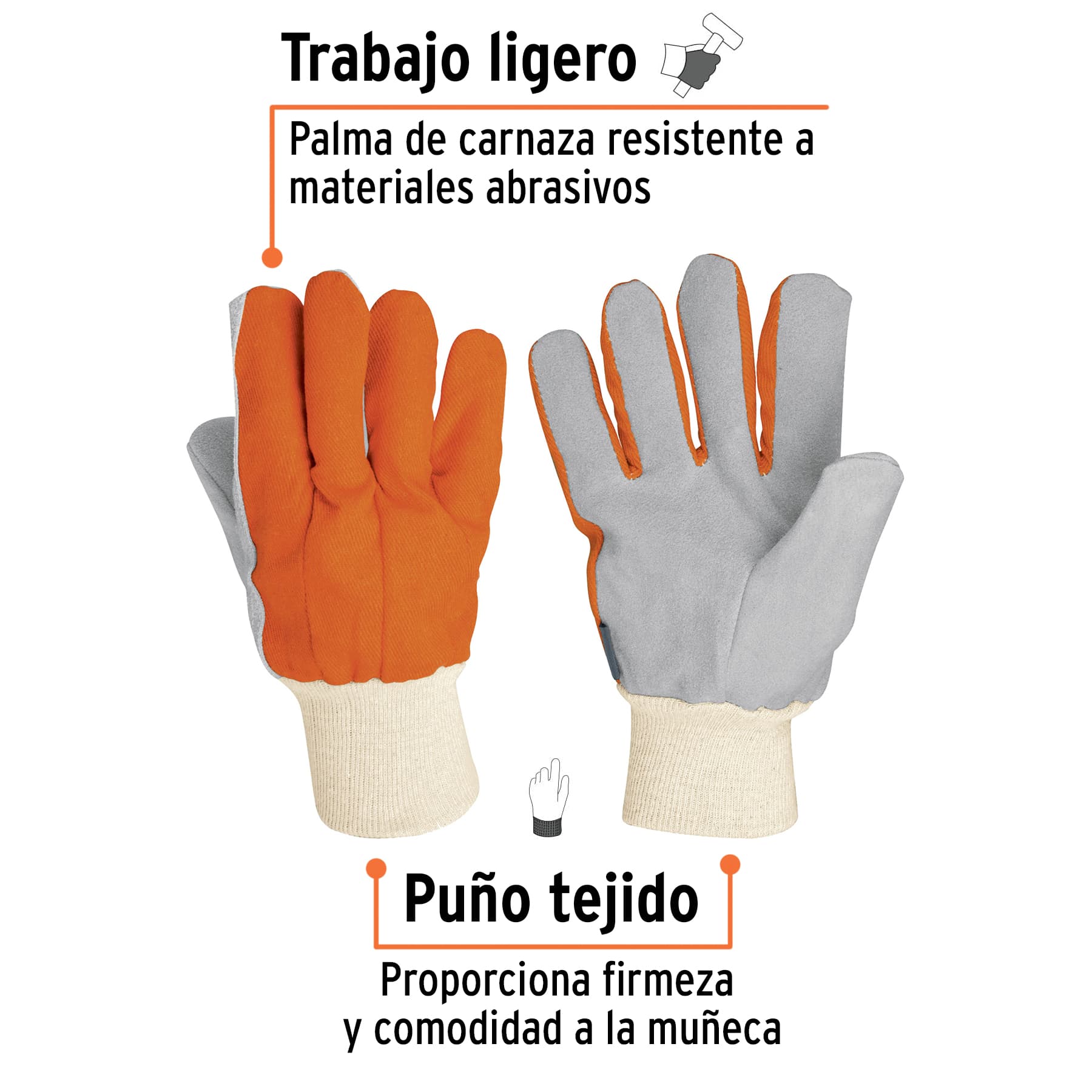 Guantes carnaza y loneta, uso ligero
