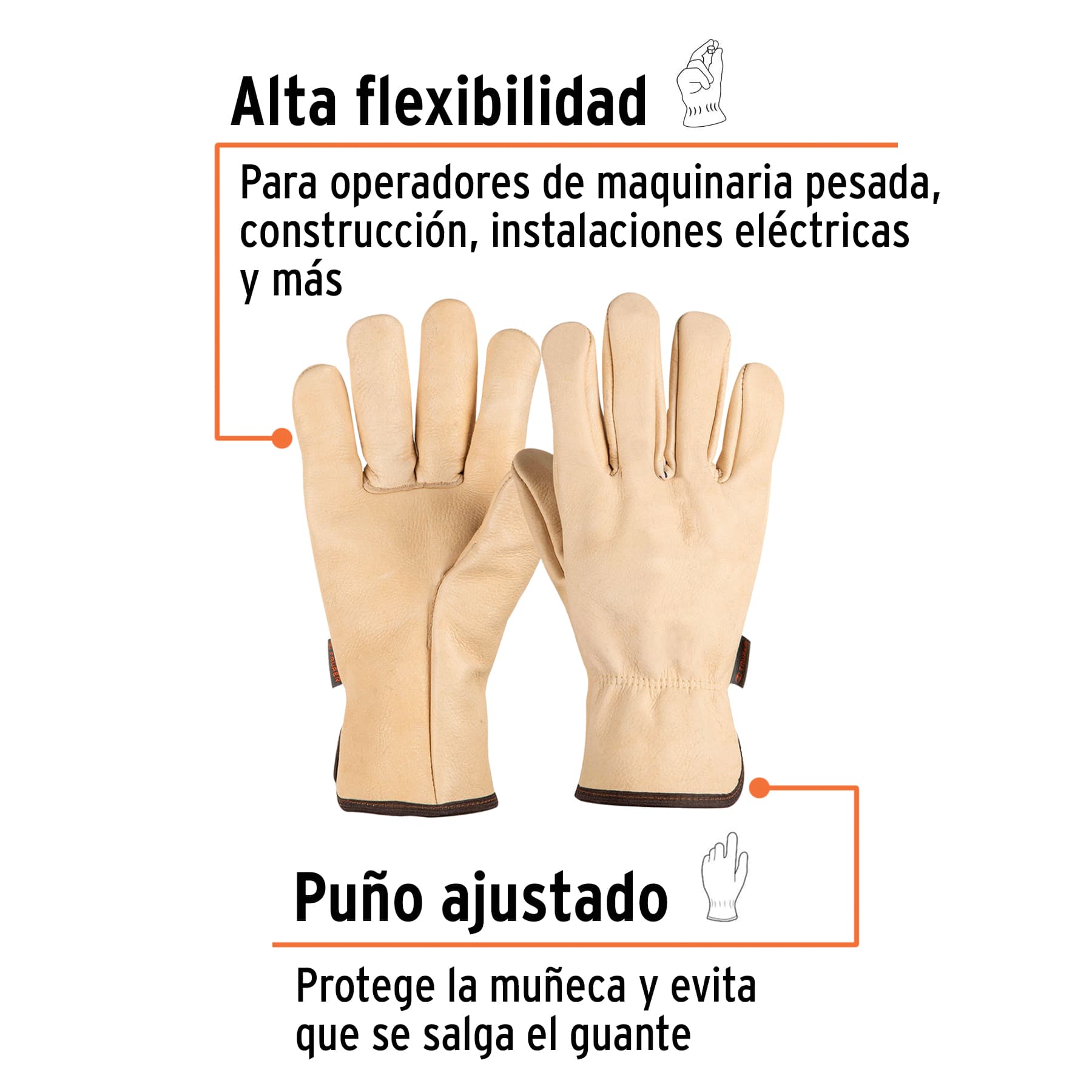 Guantes de operador piel de res