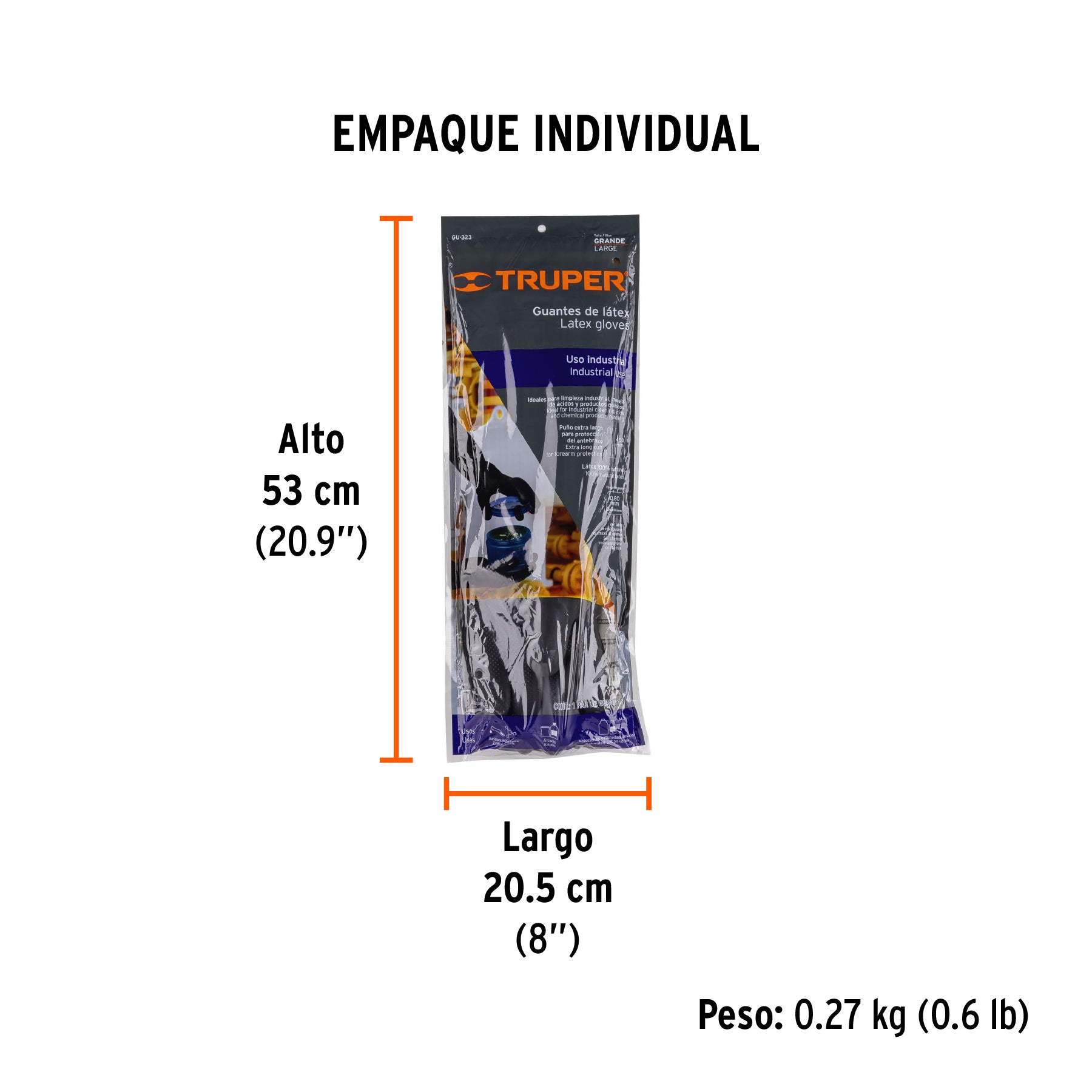 Guantes de látex industriales, grandes