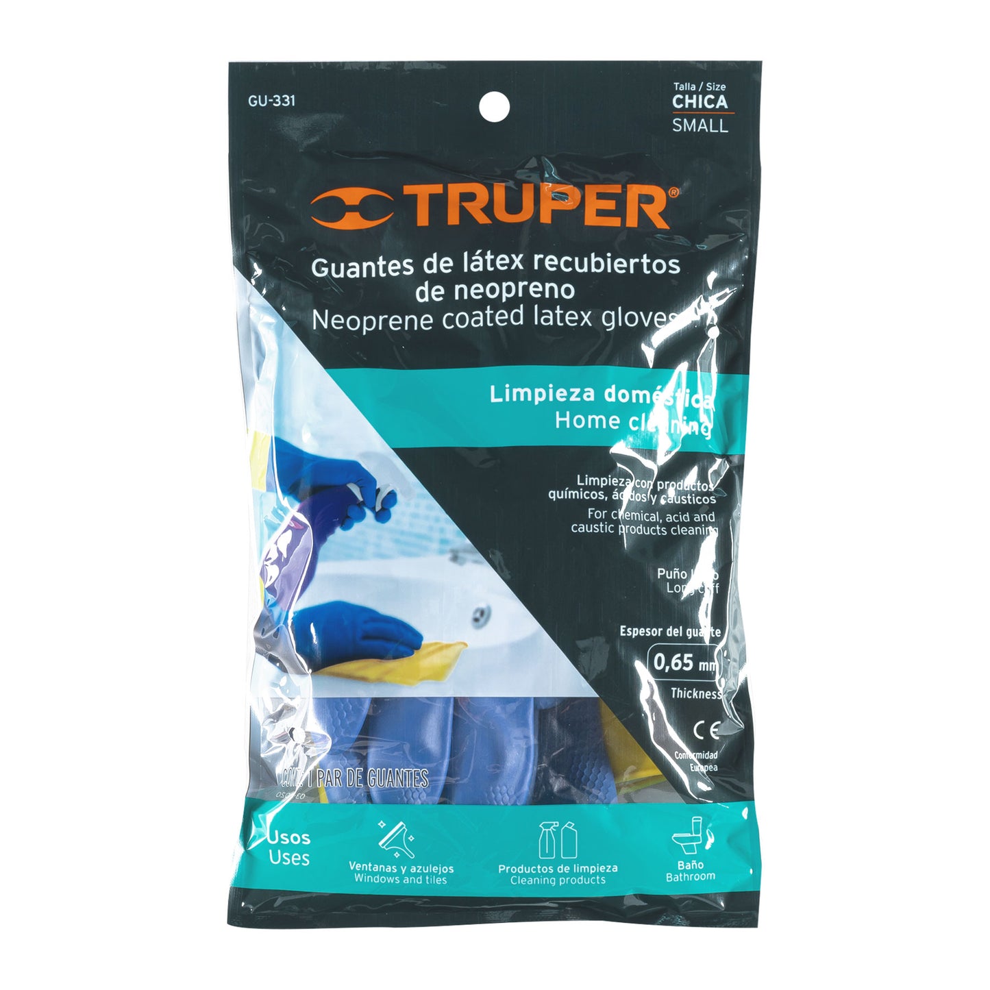 Guantes de látex reforzados para limpieza, chicos