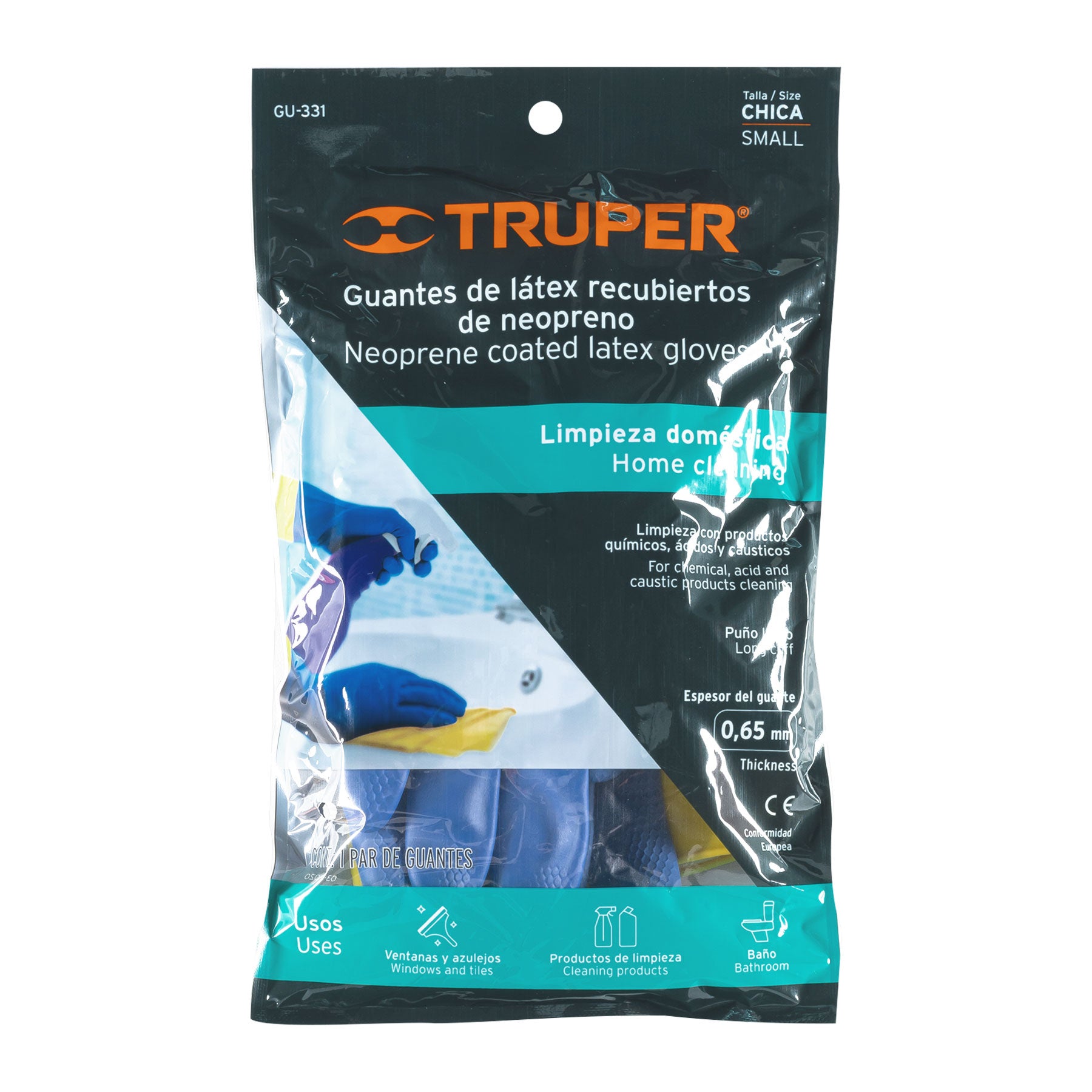 Guantes de látex reforzados para limpieza, chicos