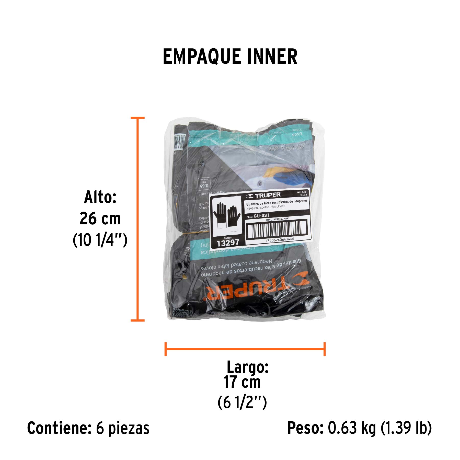 Guantes de látex reforzados para limpieza, chicos