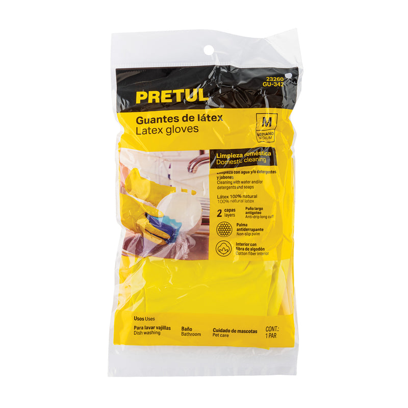 Guantes de látex para limpieza, medianos, Pretul