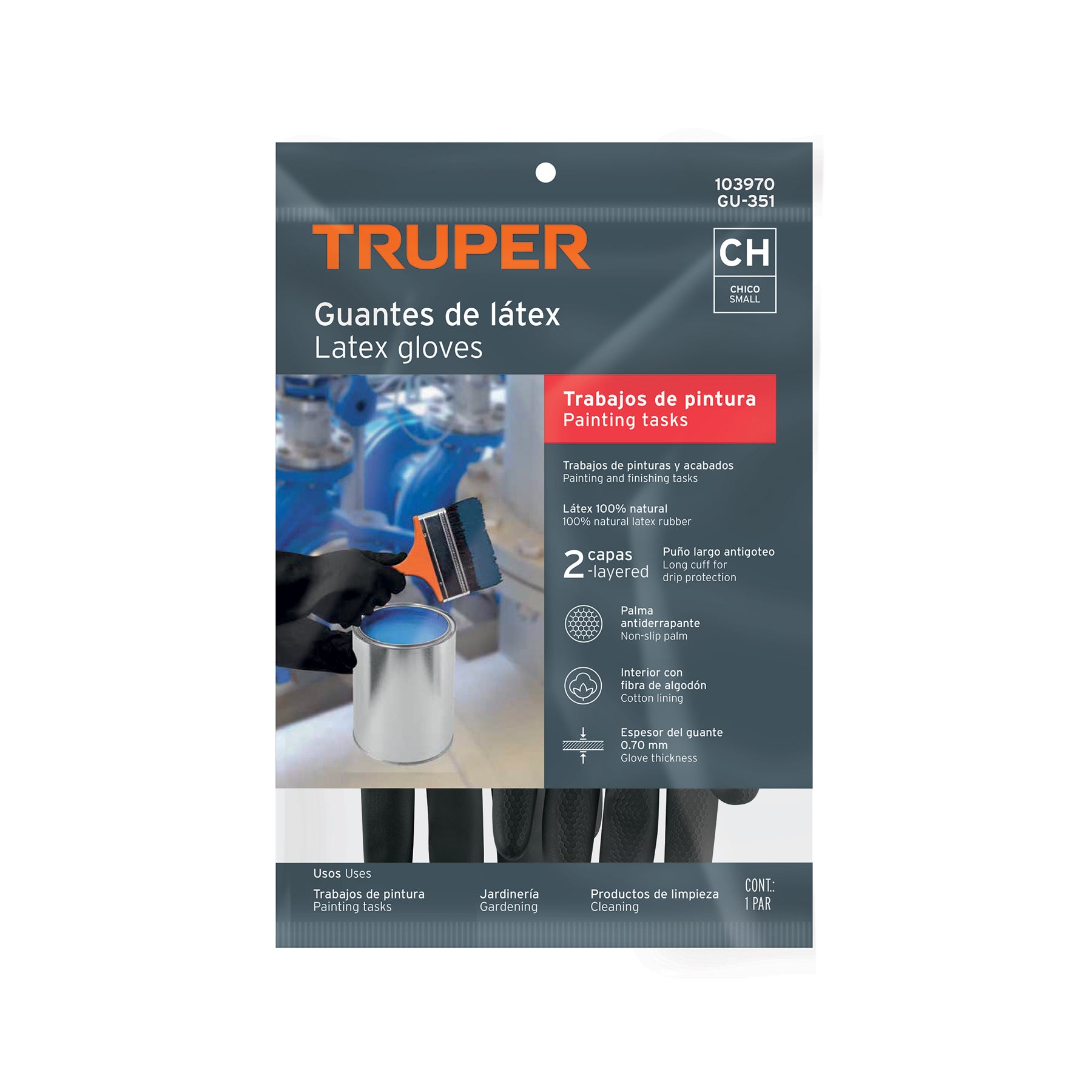 Guantes de látex para pintor, CH, Truper