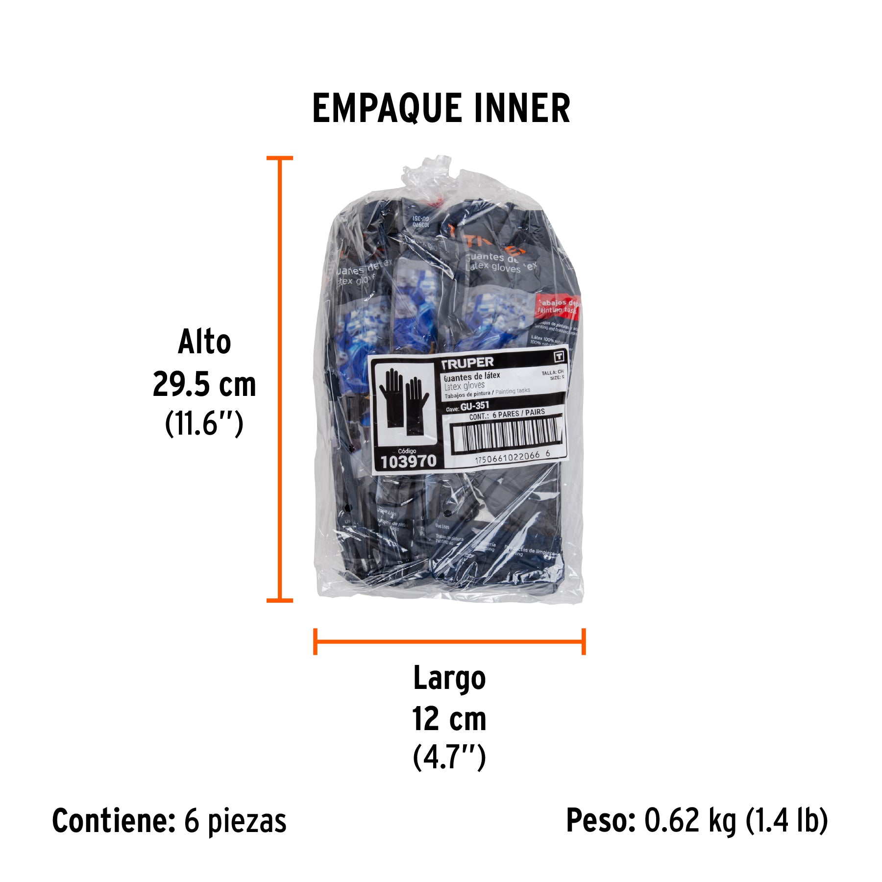 Guantes de látex para pintor, CH, Truper