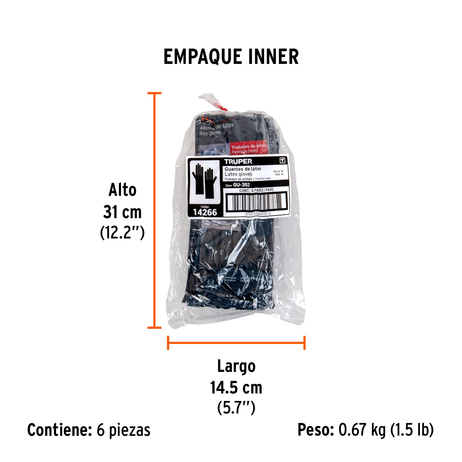 Guantes de látex para pintor, medianos