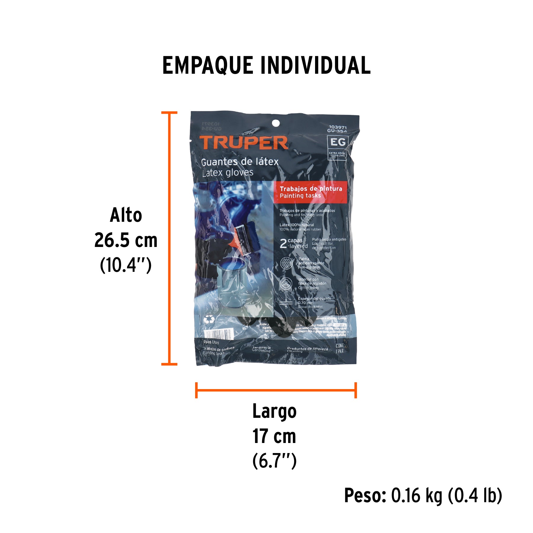 Guantes de látex para pintor, XG, Truper