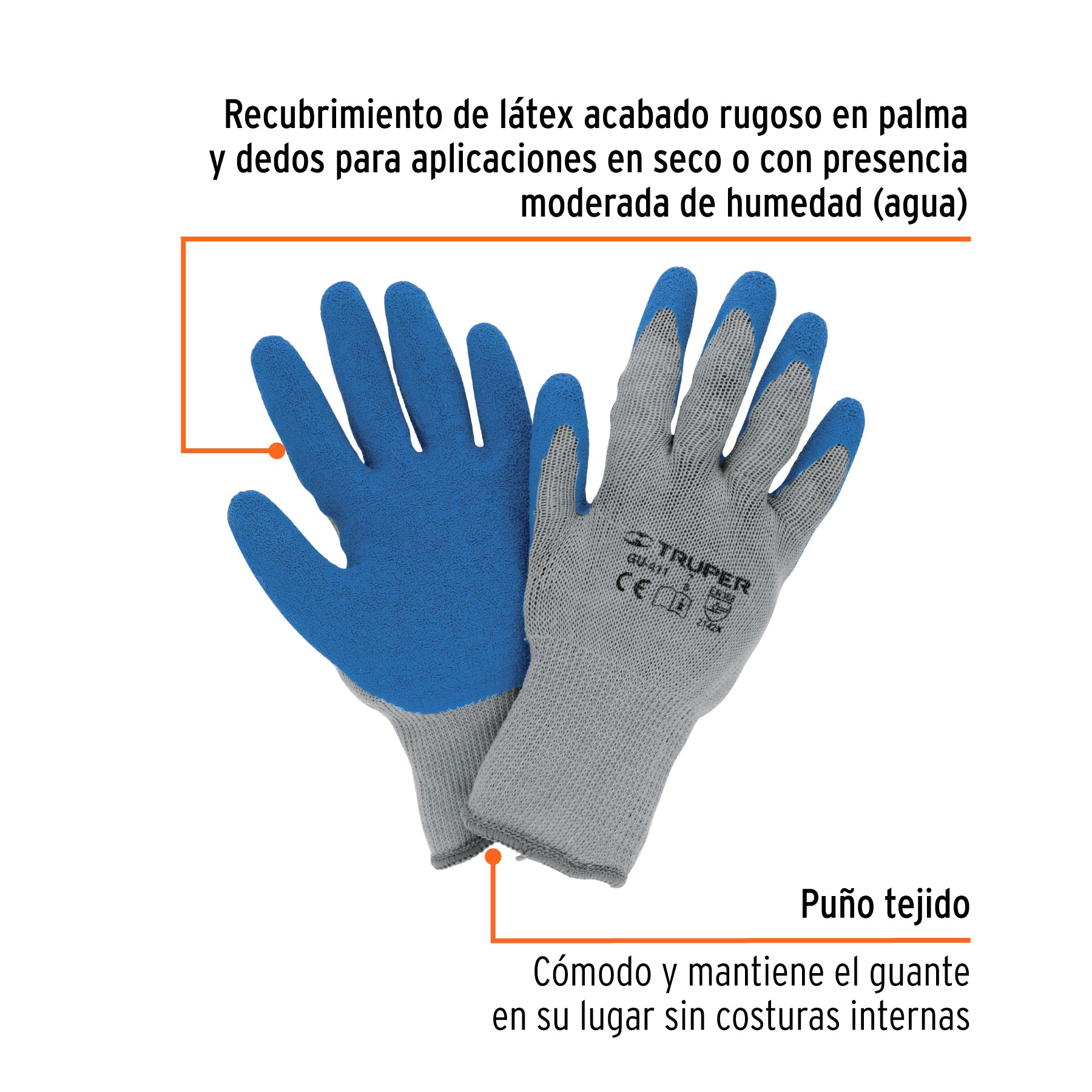 Guantes de poliéster recubiertos de latex, chicos
