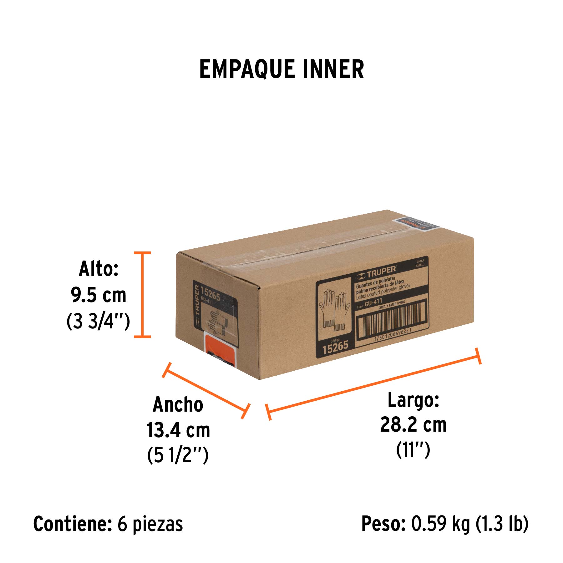 Guantes de poliéster recubiertos de latex, chicos