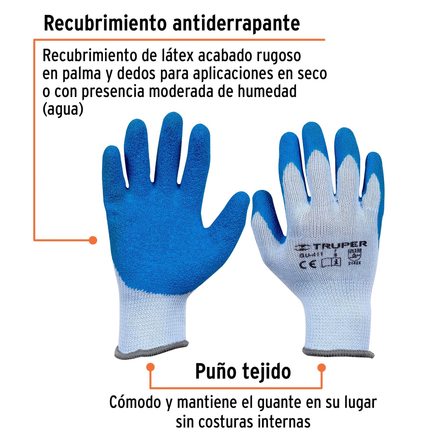 Guantes de poliéster recubiertos de latex, chicos