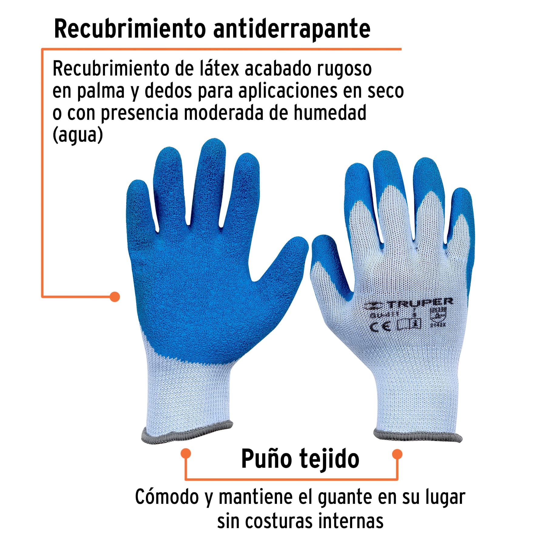 Guantes de poliéster recubiertos de latex, chicos