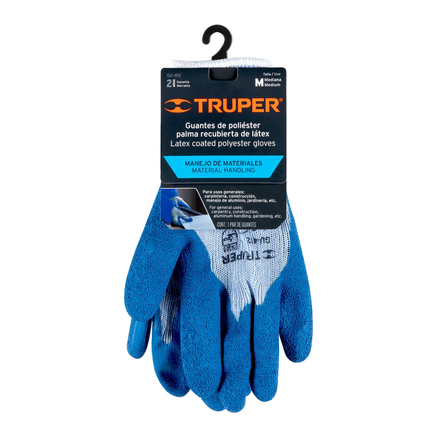 Guantes de poliéster recubiertos de latex, medianos