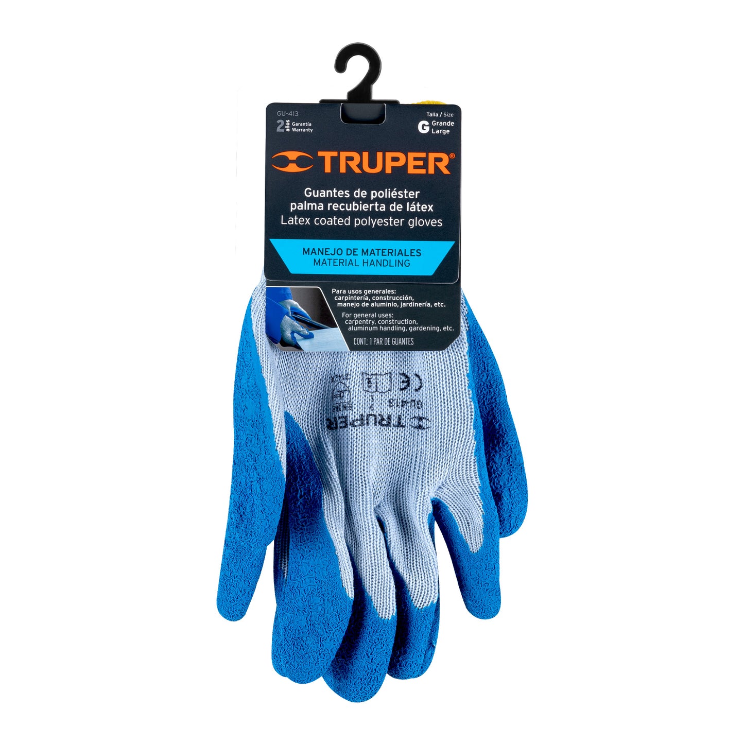 Guantes de poliéster recubiertos de latex, grandes